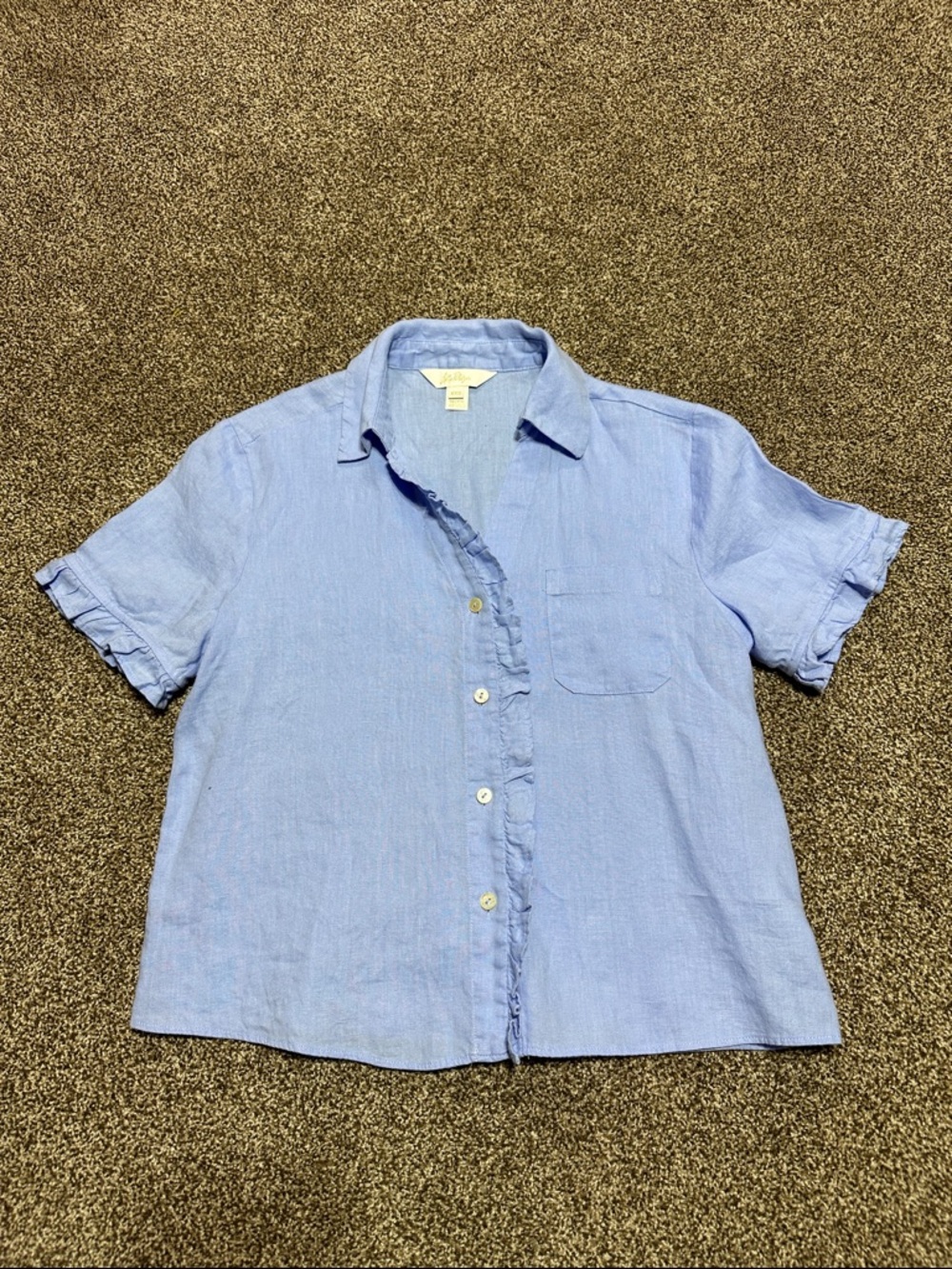 Lilly Pulitzer xxs blue linen button up ruffle shirt